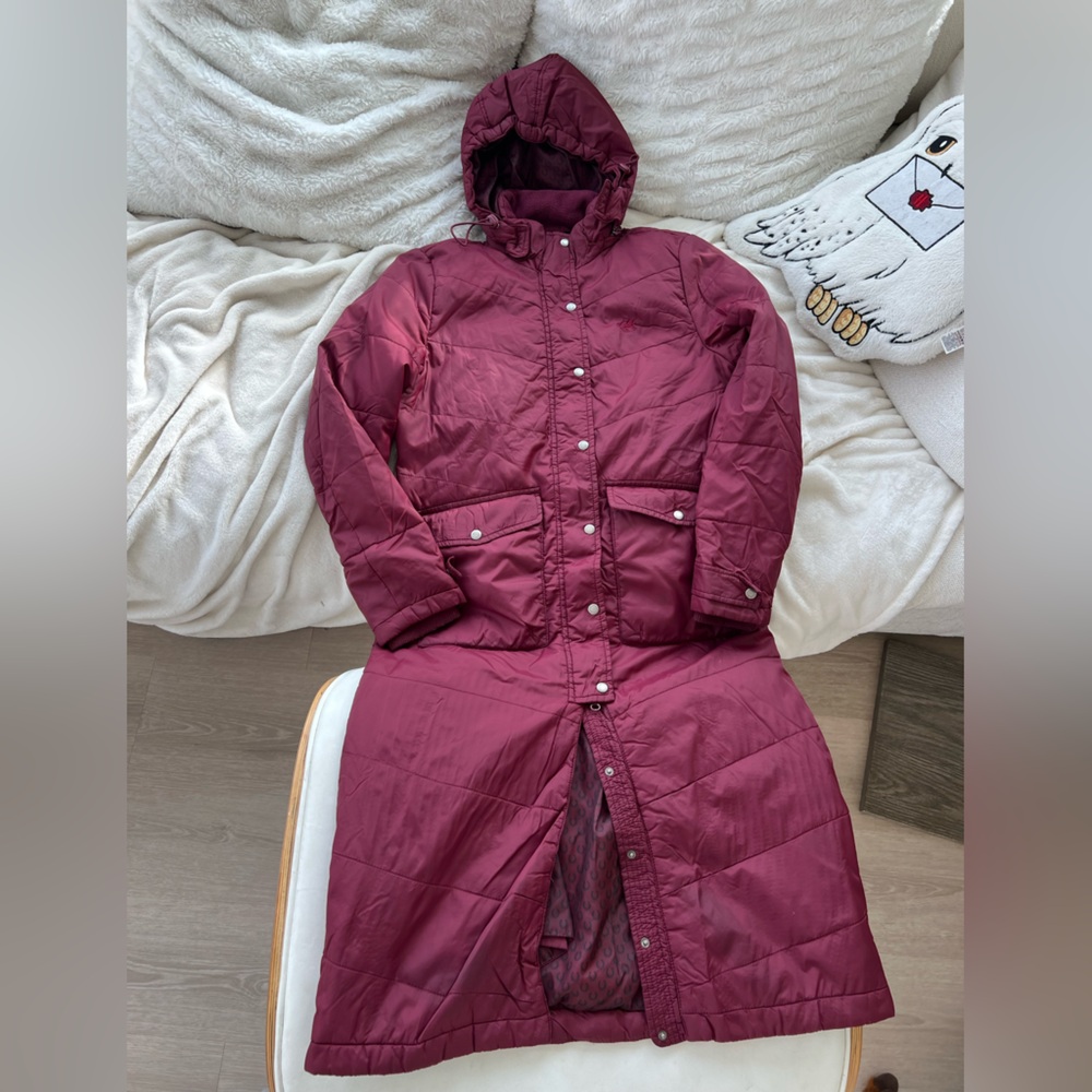Burgundy long horse riding equestrian trainer’s coat
